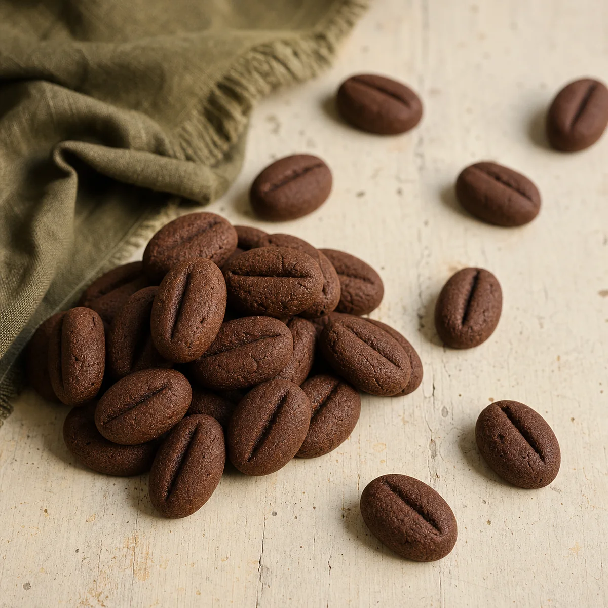 Masitas de cafe con forma de grano